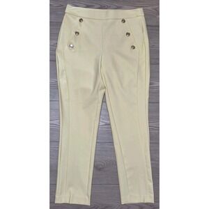 J&L ATELIER LIGHT YELLOW WOMEN'S PANTS W/ GOLD BUTTONS SIZE S/P